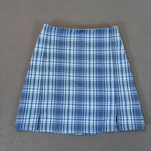 Brandy Melville Blue Plaid Skirt (one size), 23W 15L School Academia Girl Zipper